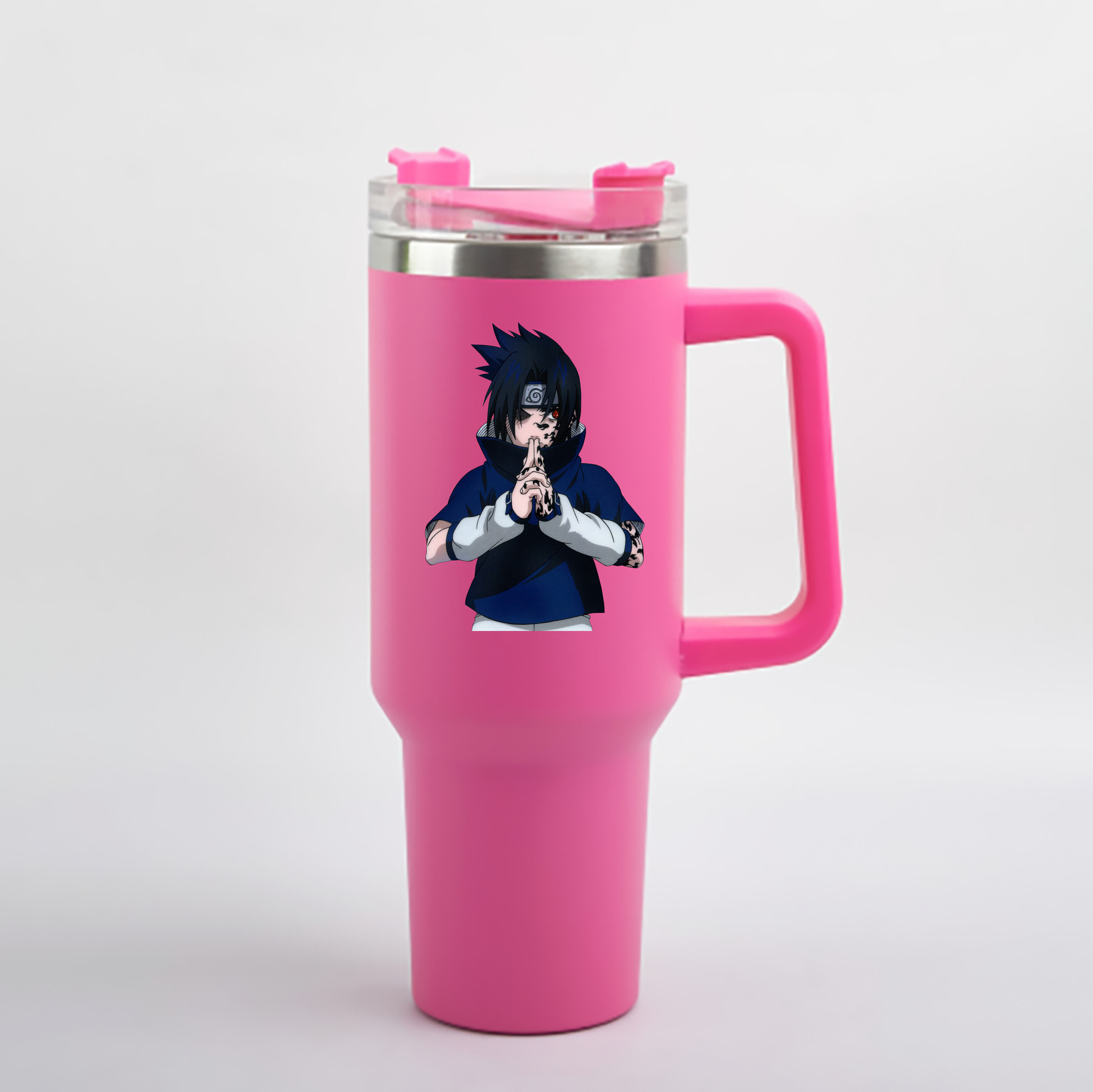 （画像用） NARUTO -ナルト- うちは サスケ Uchiha Sasuke 1200mL車用タンブラー - クリスタルステッカー（プラスチックストロー付き）
